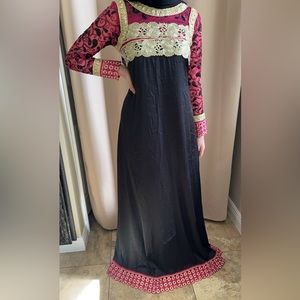 Black Barbie pink abaya kameez